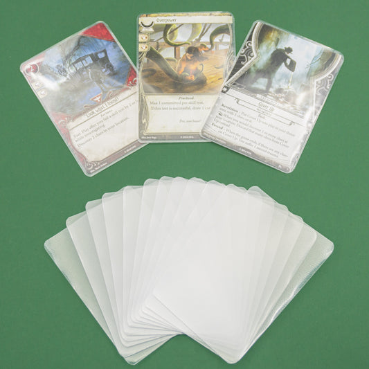 50pcs Round Corner Card Sleeves (Clear one side, frosted one side) for Arkham Horror LCG