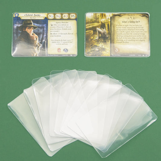 50pcs Round Corner Card Sleeves (Clear on both side) for Arkham Horror LCG