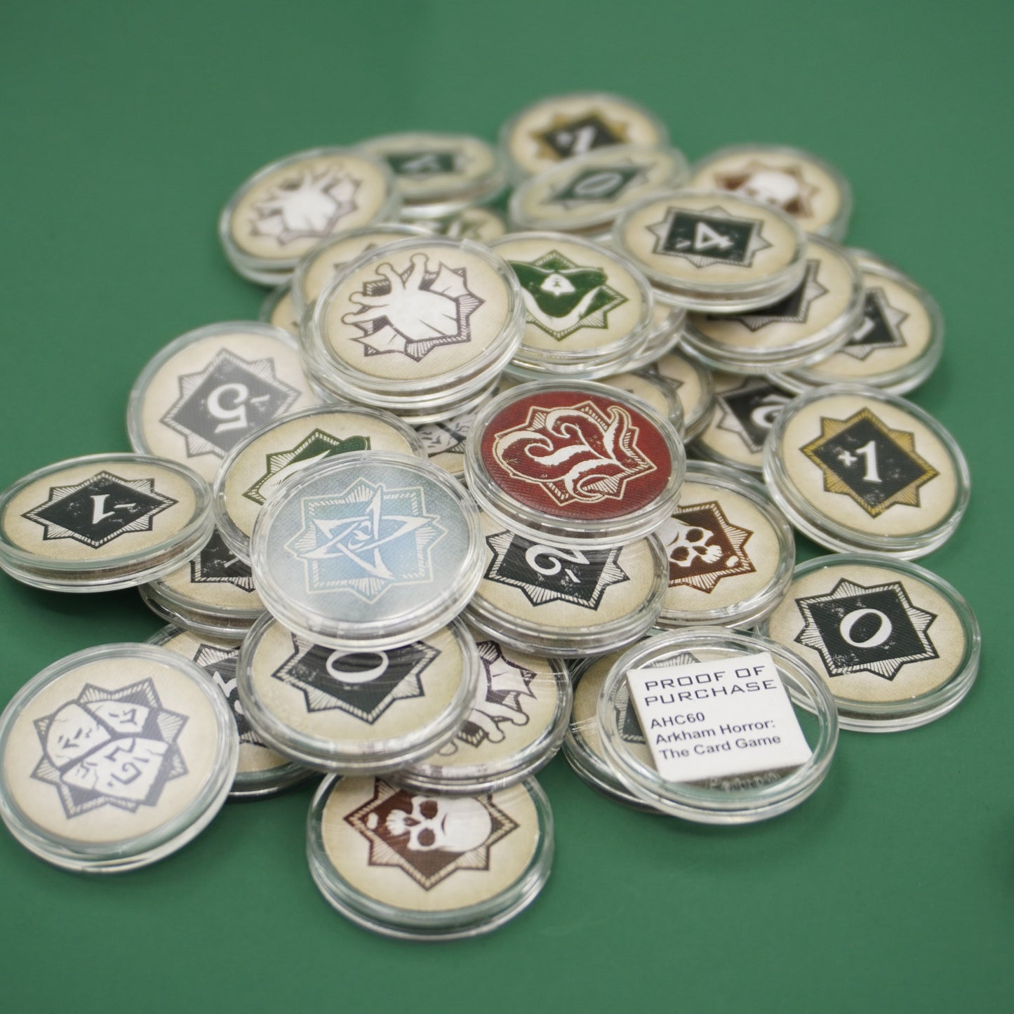 Arkham Horror LCG Token Protectors (Full set, including damage, horror, resource, clue/doom and chaos token sleeves)