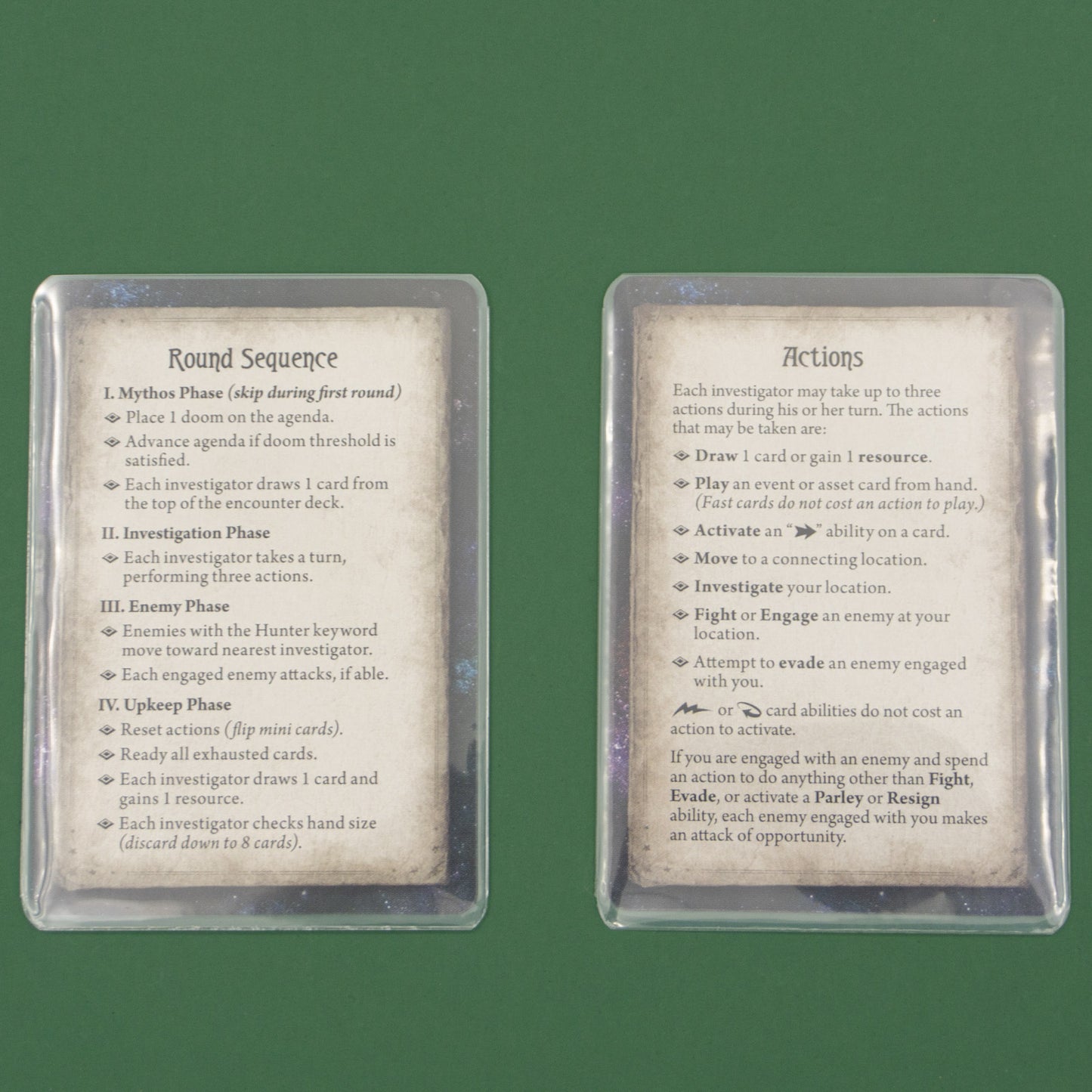 50pcs Round Corner Card Sleeves (Clear on both side) for Arkham Horror LCG